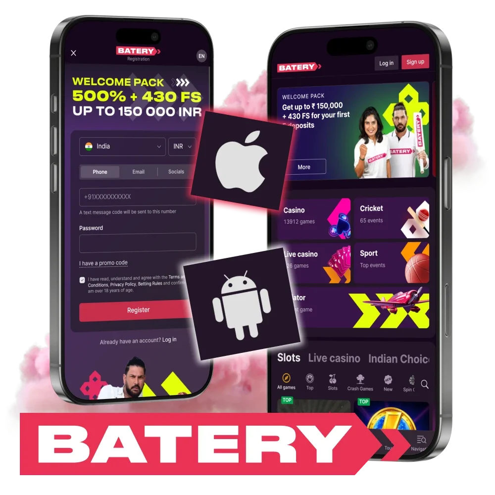Download and install the Batery app on your Android or iOS device.