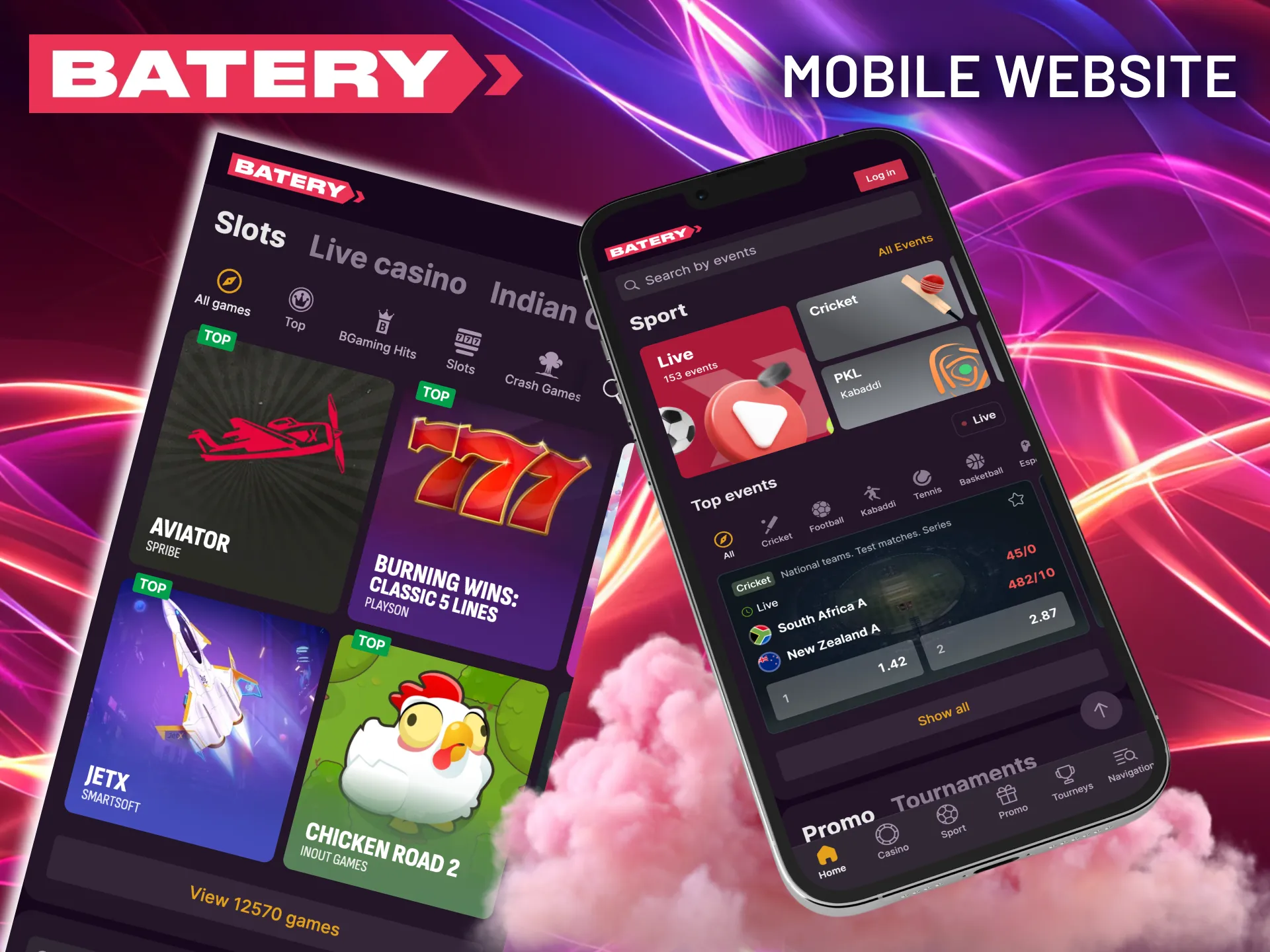 Batery’s mobile site offers full features without installation.