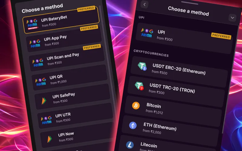 Batery offers low entry and withdrawal limits for all players.