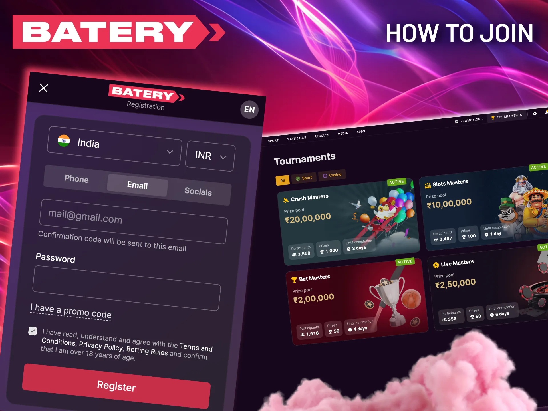 Batery tournament join now step by step.