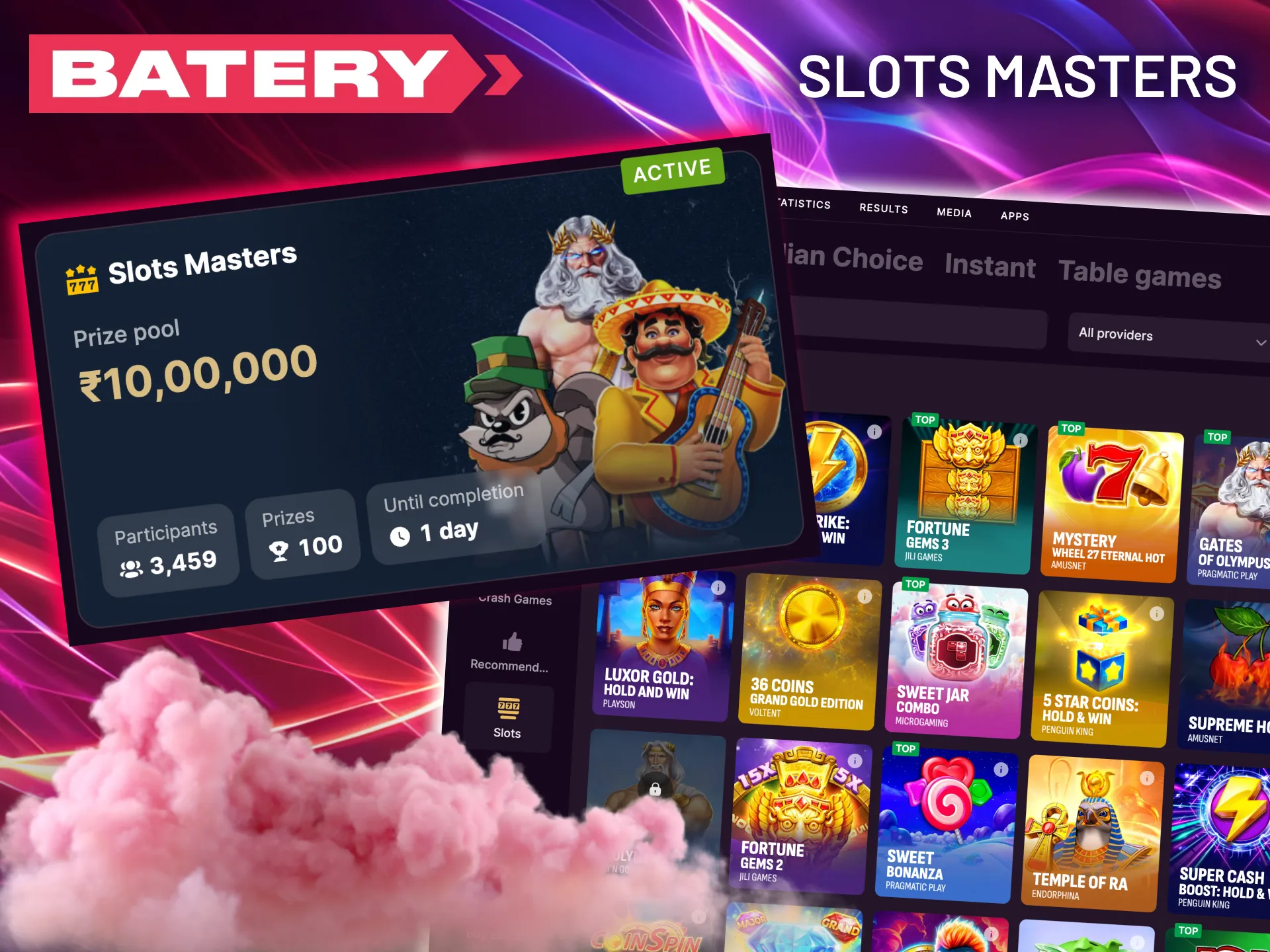 Spin Batery slot games to earn points.